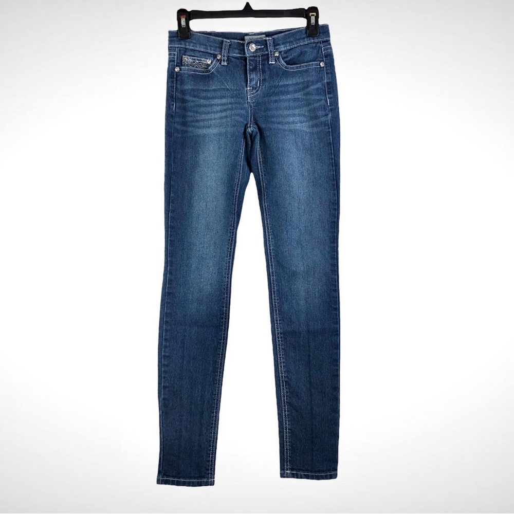 Mudd Embellished Bling Pockets Jeans Skinny Cut Size 1!
